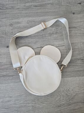 Round Cream Crossbody Bag with Ear Detail
